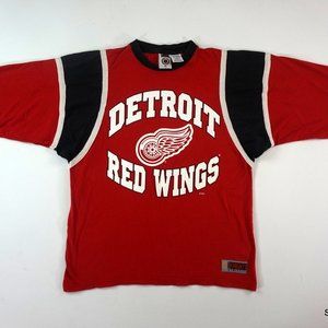 Vintage Iron Knights Detroit Red Wings 3/4 Sleeve Logo Spellout T-Shirt Large